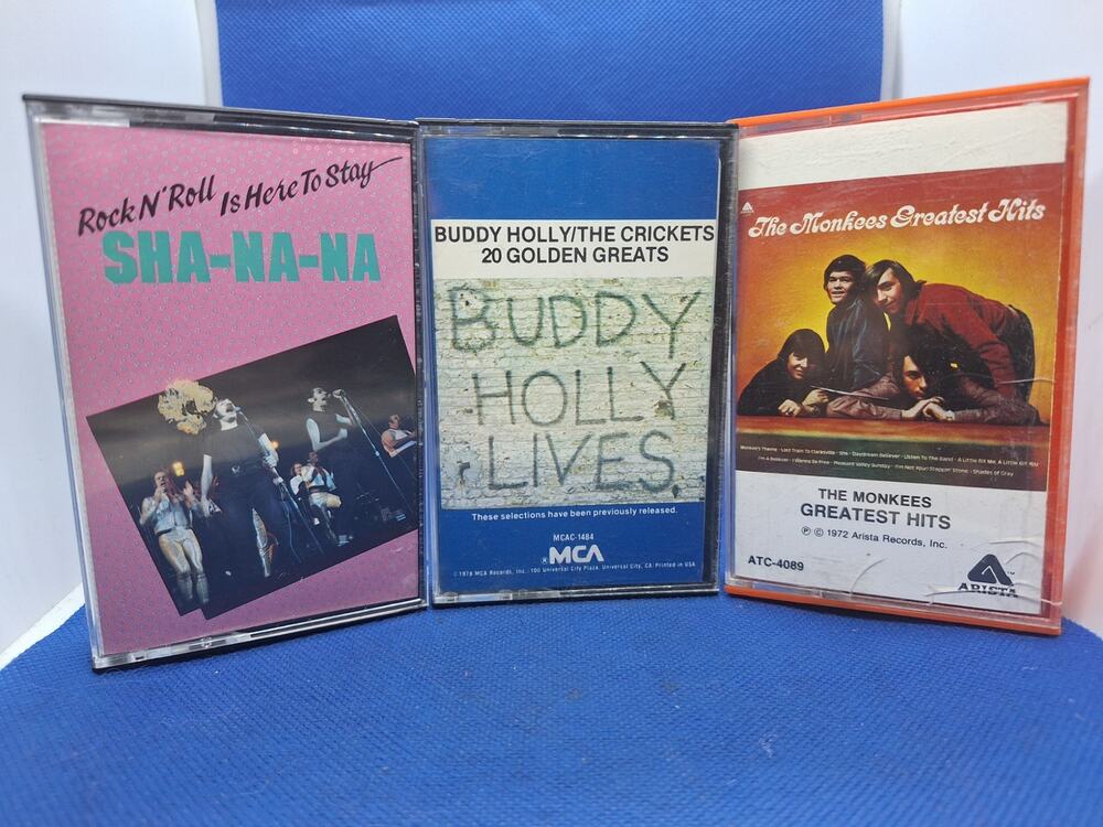 Sha-Na-Na Buddy Holly Crickets Monkees Greatest Hits Cassette Lot 3 MCA Arista